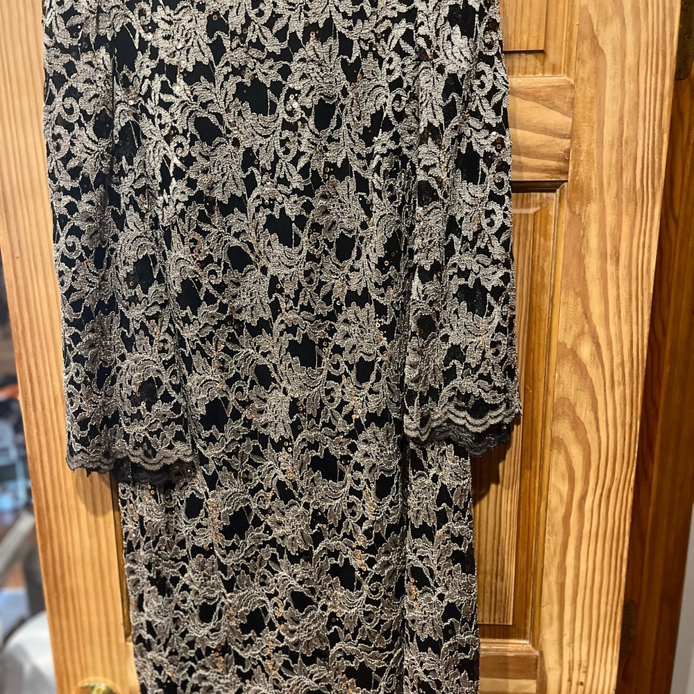 Wedding dress, Jessica Howard Black and gold sequin Lace Dress